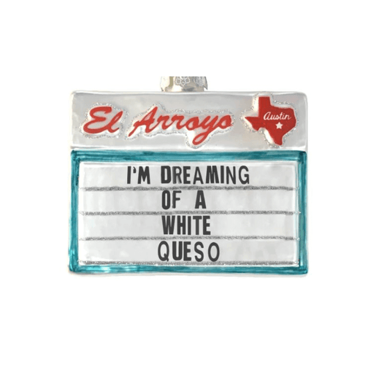 White Queso Mercury Glass Ornament