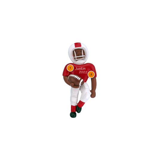 African American Football Red Uniform Player Personalized Ornament