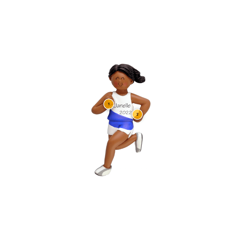 African American Female Runner Personalized Ornament