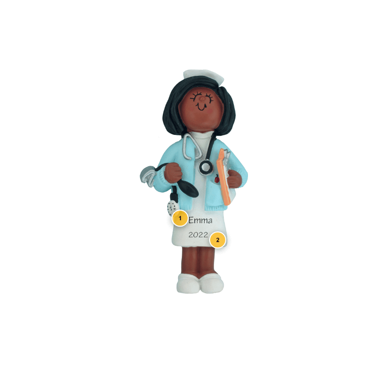 African American Female Nurse Personalized Ornament