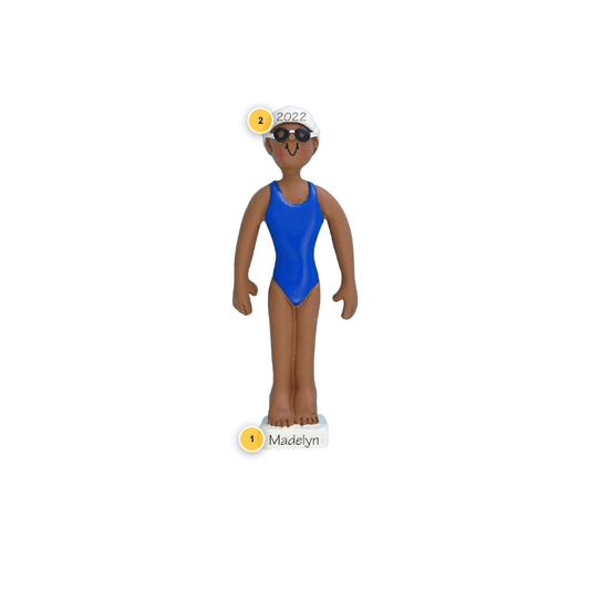 African American Female Swimmer Ornament