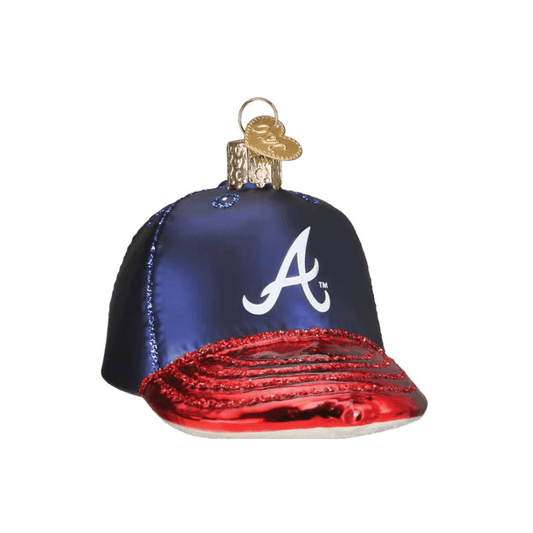 Atlanta Braves Cap Glass Ornament