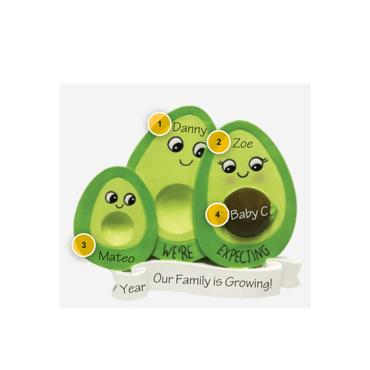 Avocado Couple Expecting with One Child Personalized Ornament