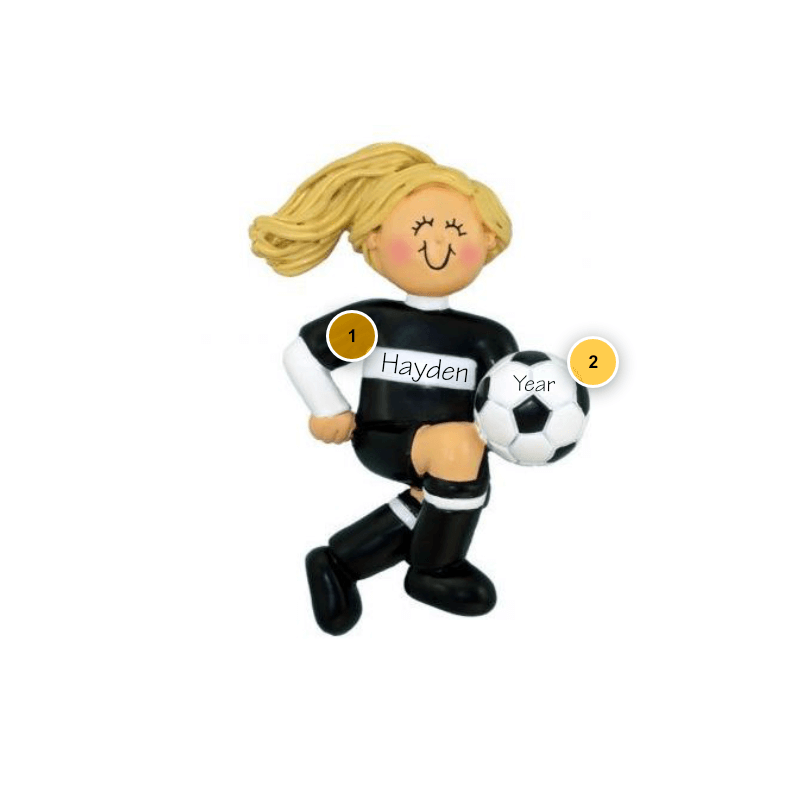 Blonde Female Soccer Player Personalized Ornament