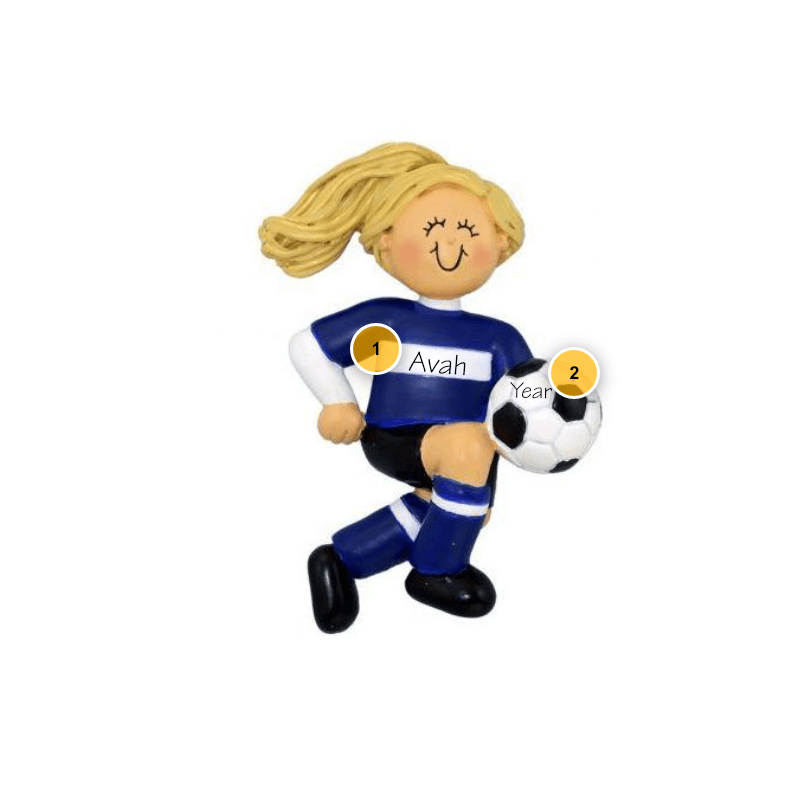 Blonde Female Soccer Player Personalized Ornament