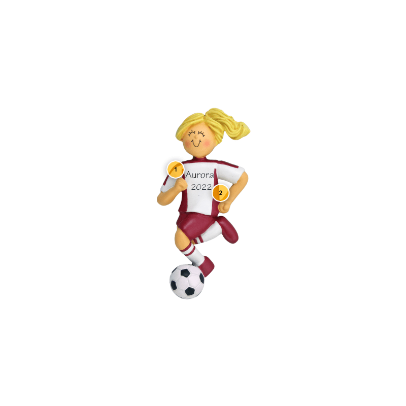 Blonde Female Soccer Player Ornament