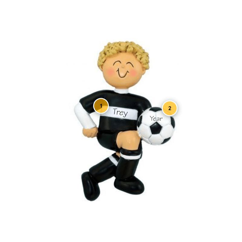 Blonde Male Soccer Player Personalized Ornament