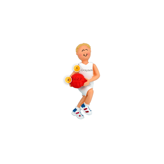 Blonde Male Basketball Player Personalized Ornament