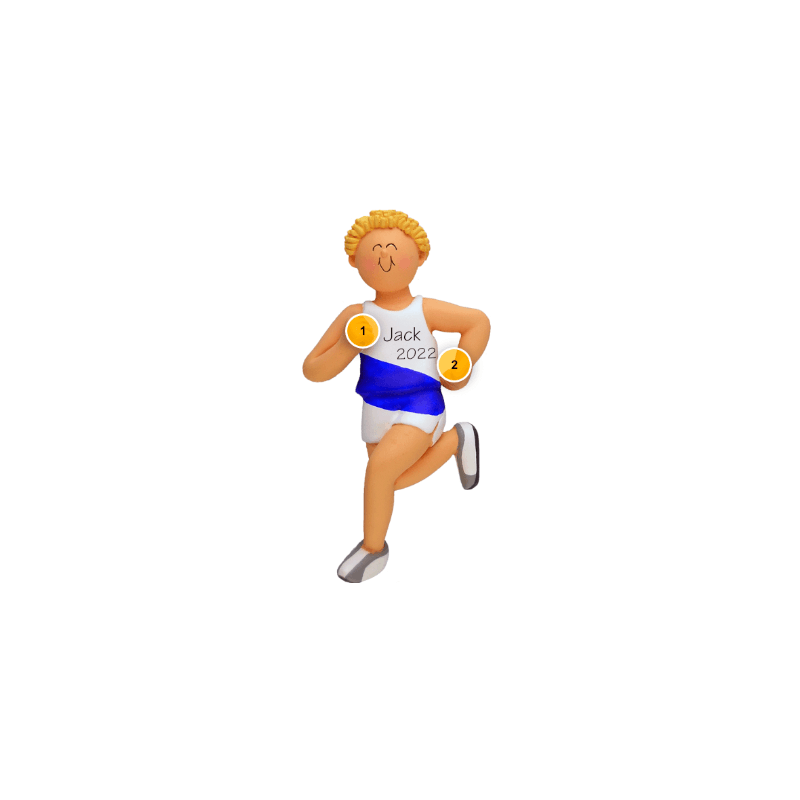 Blonde Male Runner Personalized Ornament