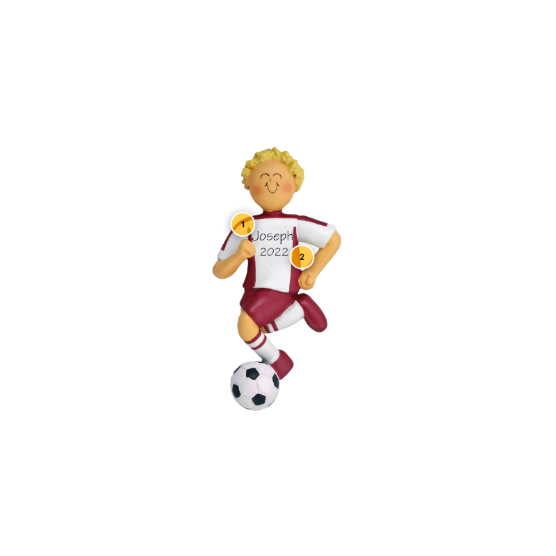 Blonde Male Soccer Player Ornament