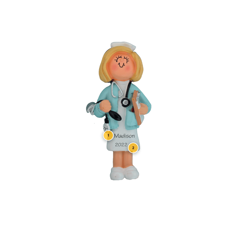 Blonde Female Nurse Personalized Ornament