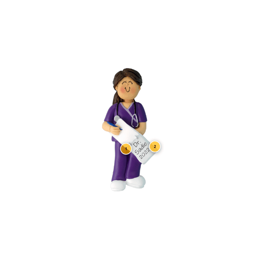 Brunette Female Doctor Personalized Ornament