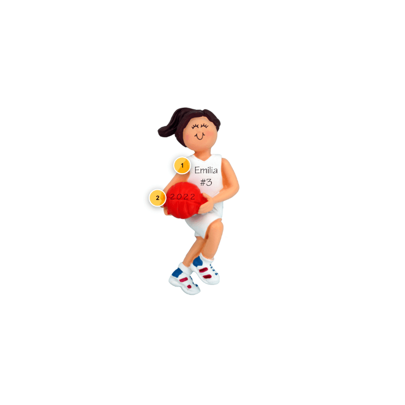 Brunette Female Basketball Player Personalized Ornament