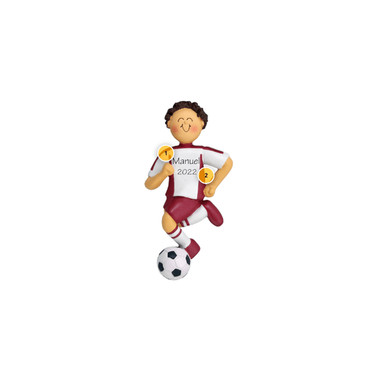 Brunette Male Soccer Player Ornament