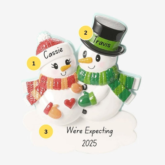 Baby Expecting Snowman Personalized Ornament