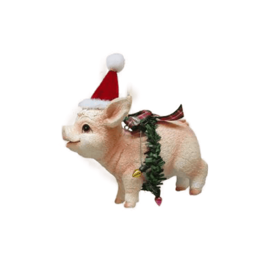 Pig with Santa Hat Ornament