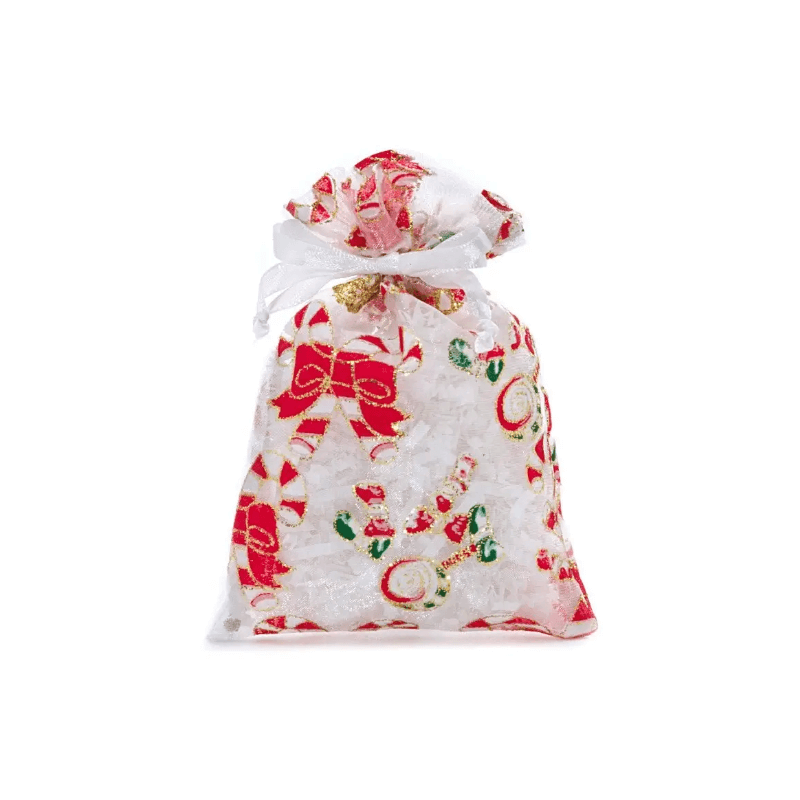 Candy Canes Christmas Bag With White Ribbon
