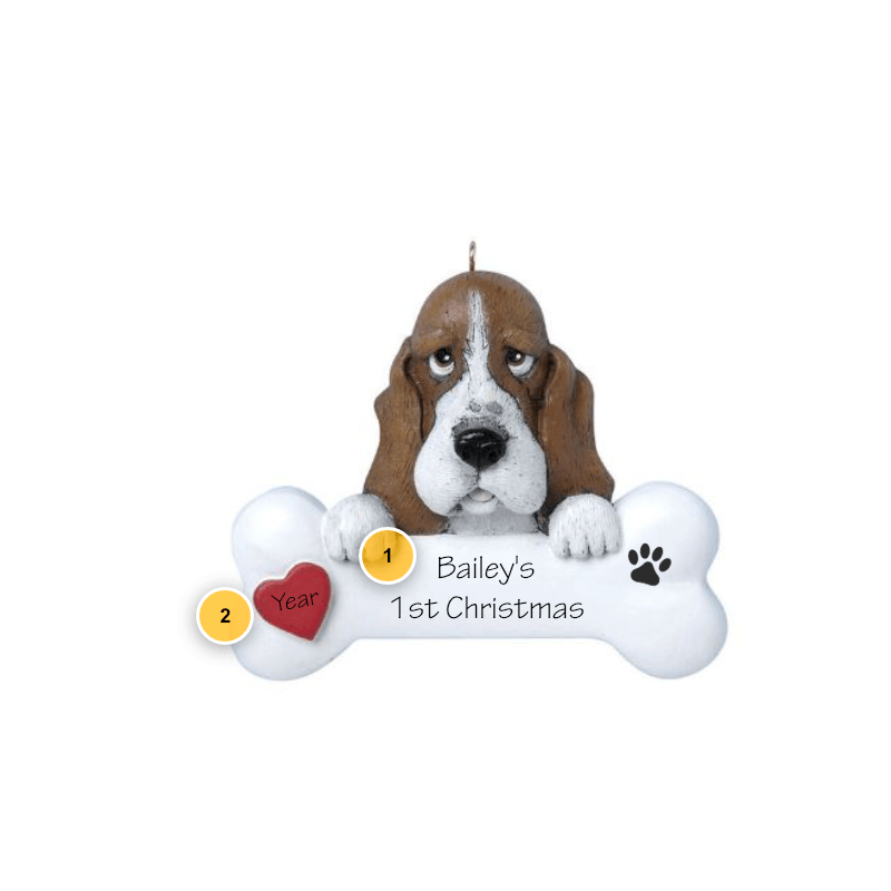 Basset Personalized Dog Ornament