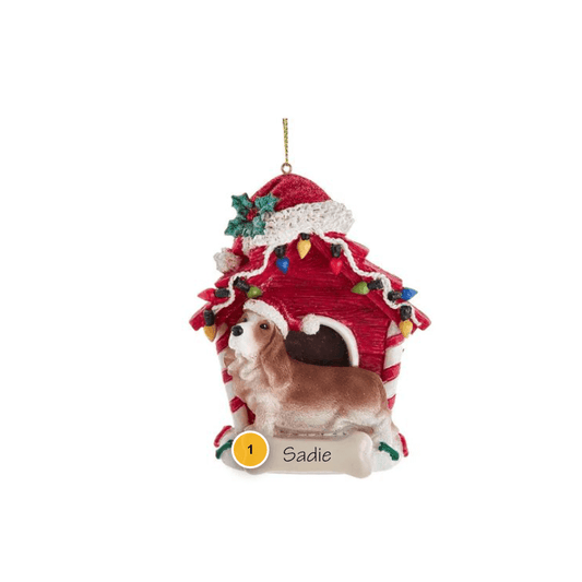 Bassett Hound With Dog House Personalized Ornament