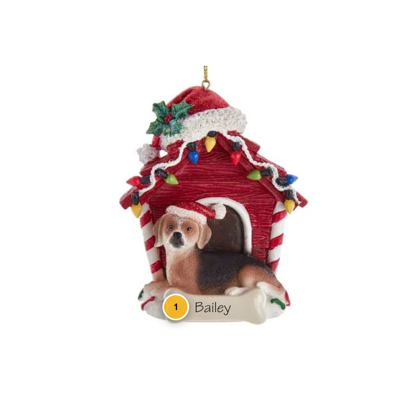 Beagle with Dog House Personalized Ornament