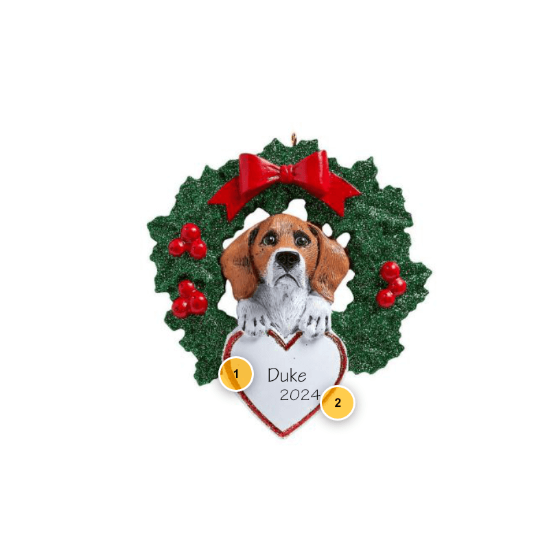 Beagle Wreath Personalized Dog Ornament