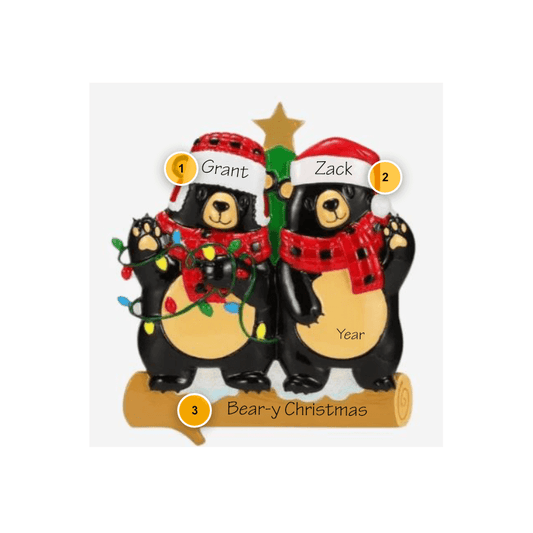 Bears with Scarf Couple Personalized Ornament