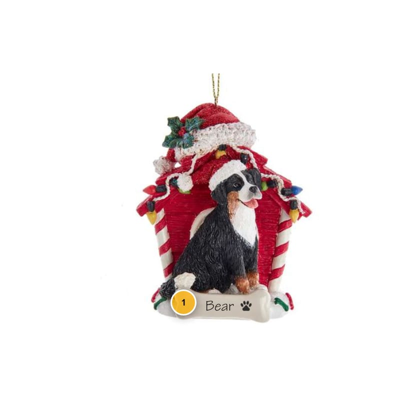 Bernese Mountain Dog With Dog House Personalized Ornament