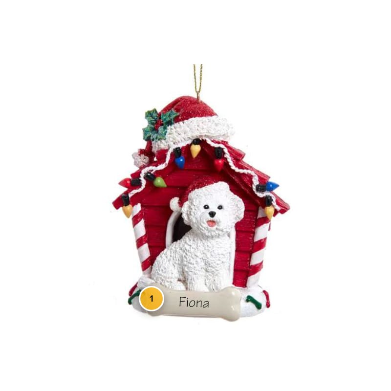 Bichon Frise with Dog House Personalized Ornament