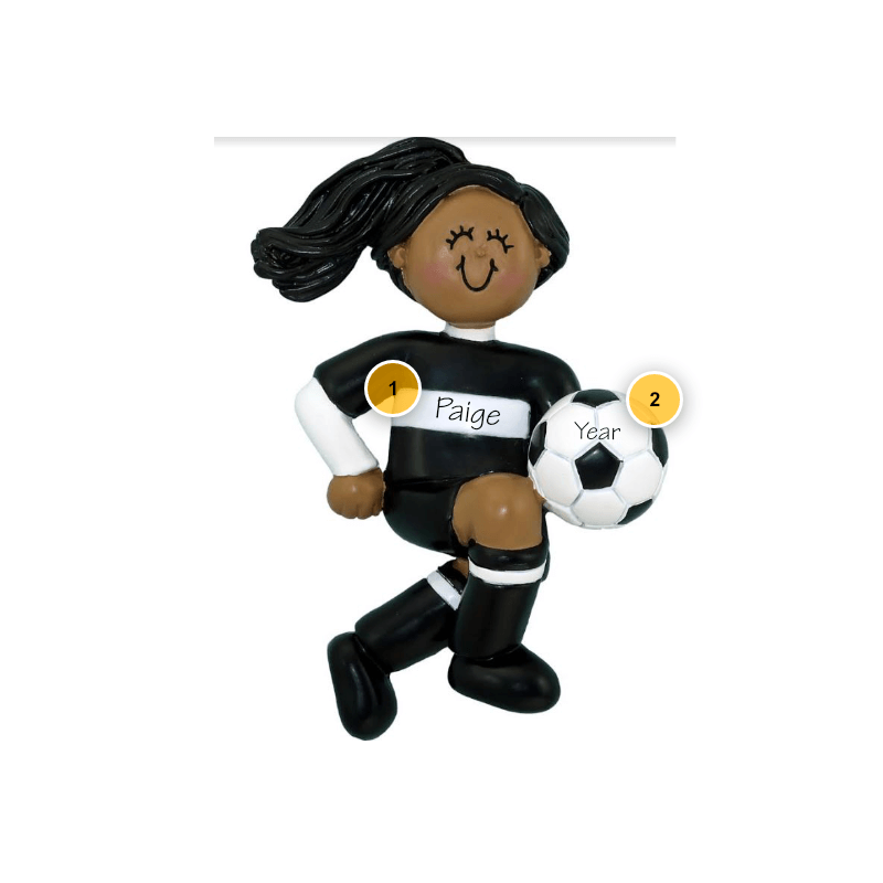 African American Female Soccer Player Personalized Ornament