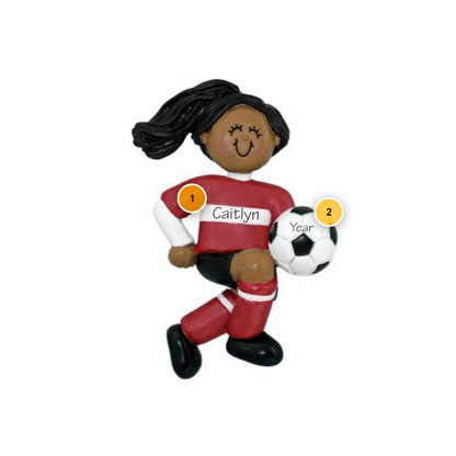 African American Female Soccer Player Personalized Ornament