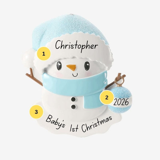 Baby Boy First Snowman Personalized Ornament