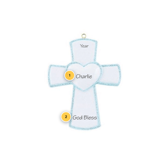 Baby Boy Cross Personalized Ornament