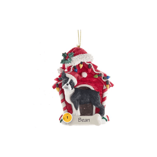 Boston Terrier With Dog House Personalized Ornament