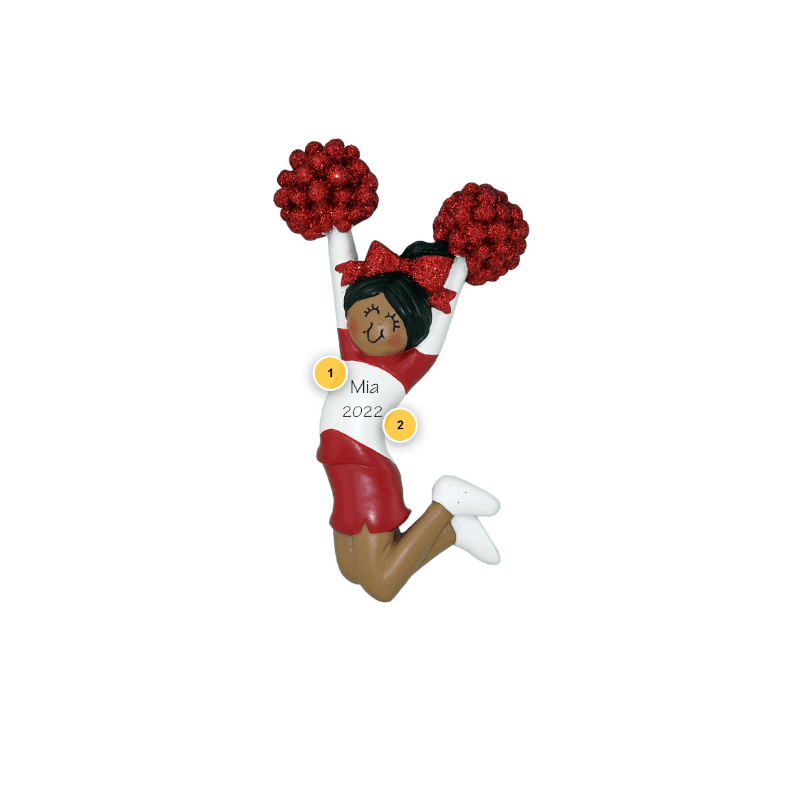African American Red Uniform Cheerleader Personalized Ornament