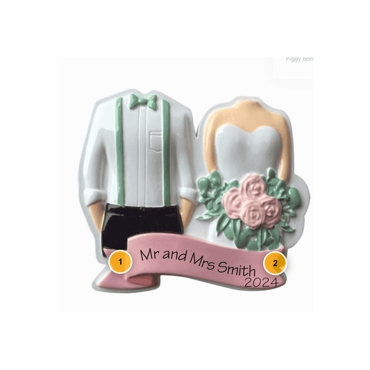 Modern Wedding Couple Personalized Ornament