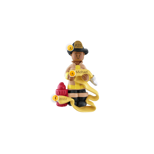 African American Male Firefighter Personalized Ornament