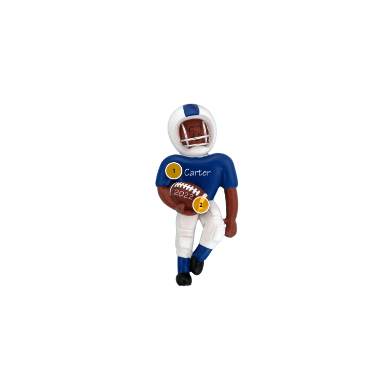 African American Football Blue Uniform Player Personalized Ornament