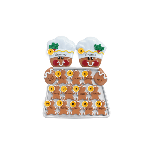 Gingerbread Couple Family Personalized Table Topper With 14 Names