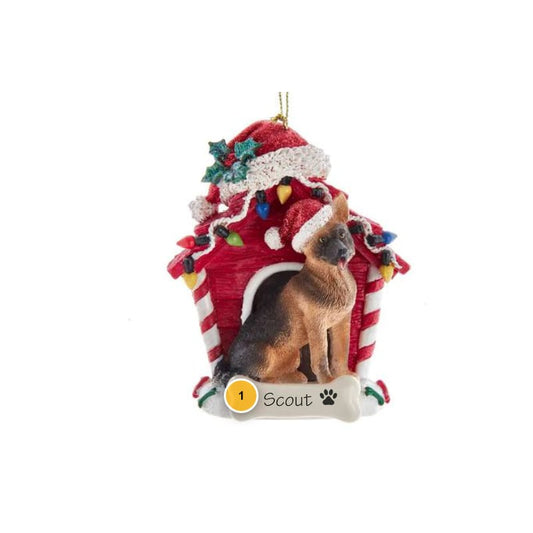 German Shepard With Dog House Personalized Ornament