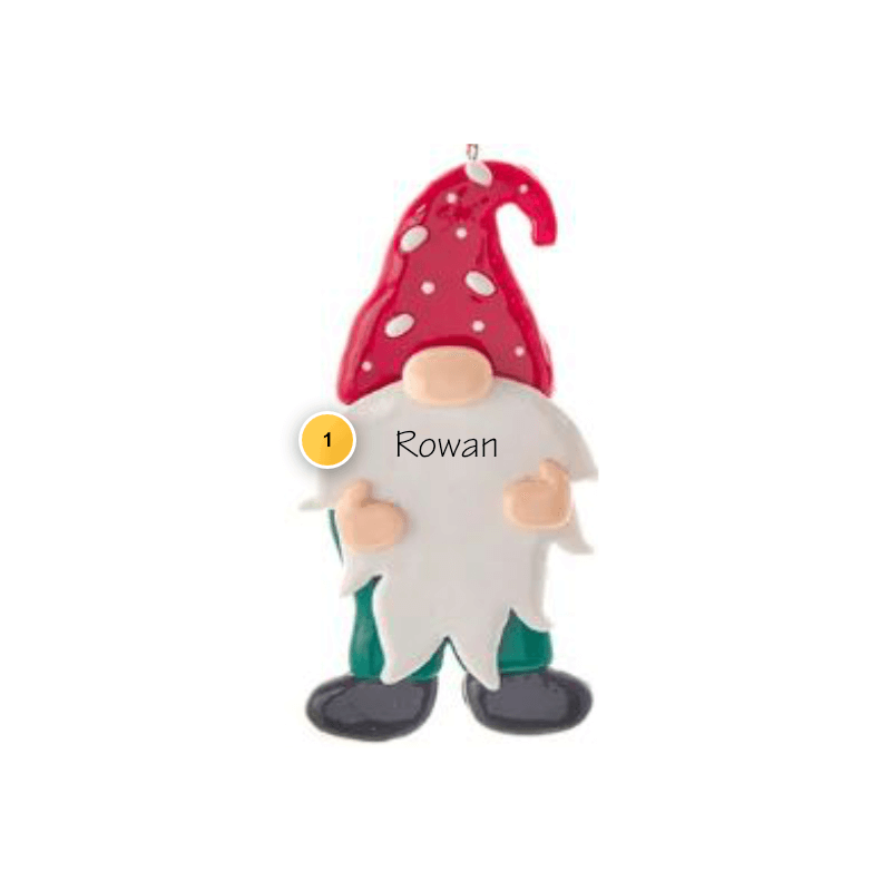 Claydough Gnome with Polka Dot Hat Personalized Ornament