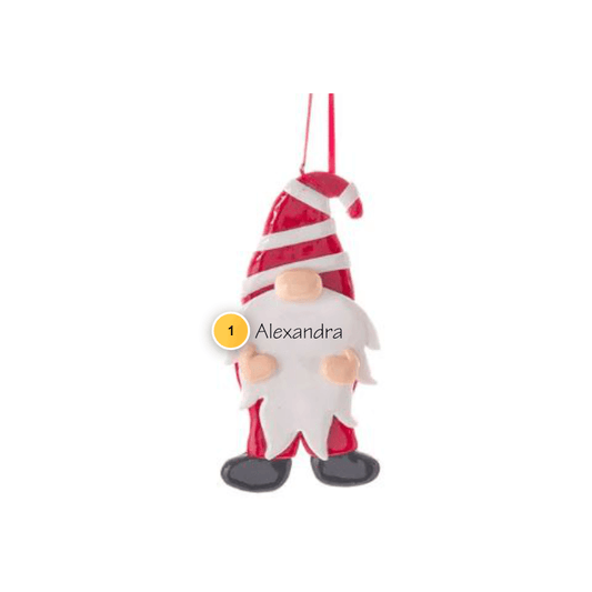 Claydough Gnome with Striped Hat Personalized Ornament