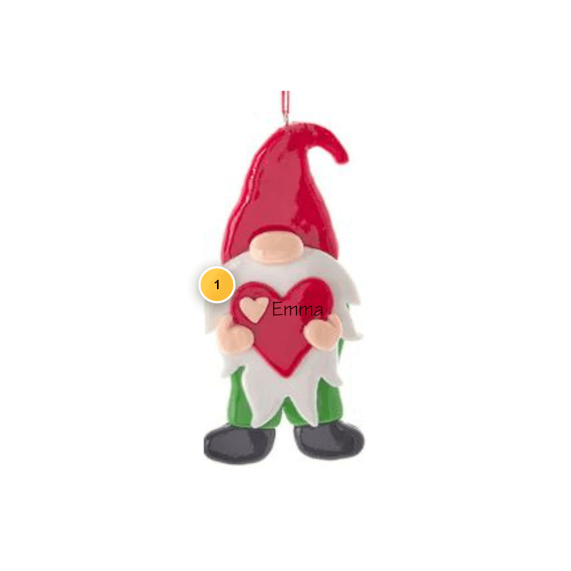 Claydough Gnome with Heart Personalized Ornament