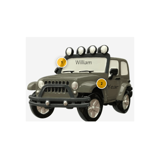 Grey Jeep Personalized Ornament