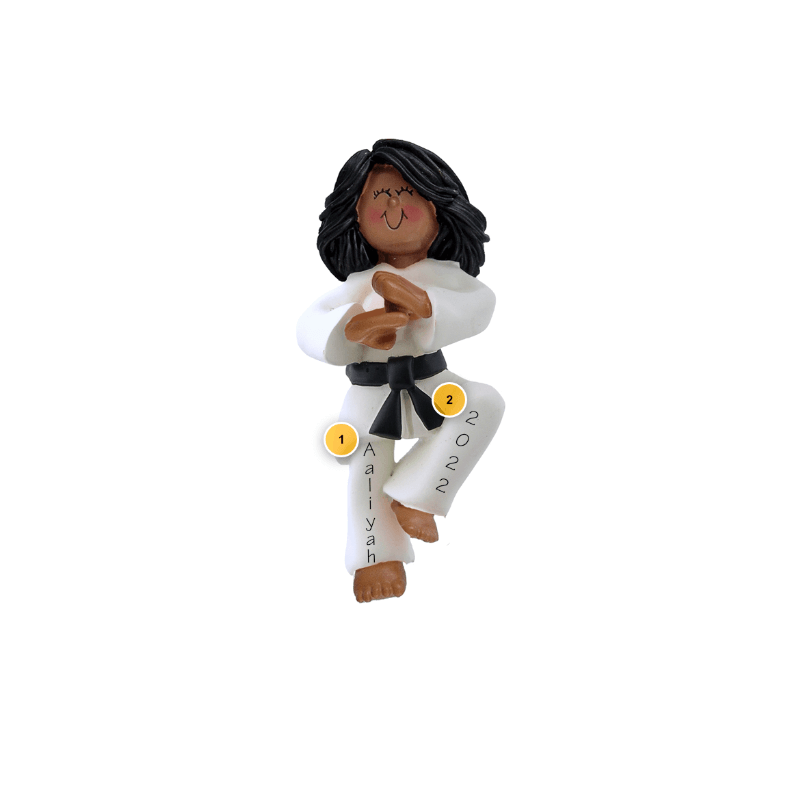 African American Female Karate Personalized Ornament