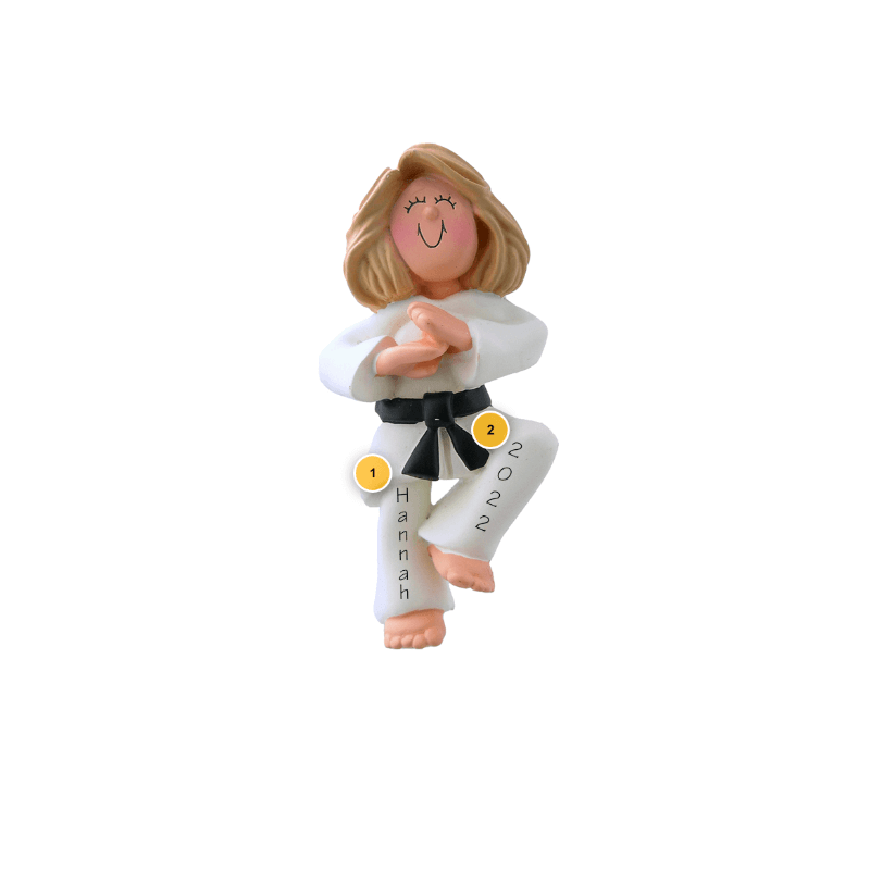 Blonde Female Karate Personalized Ornament
