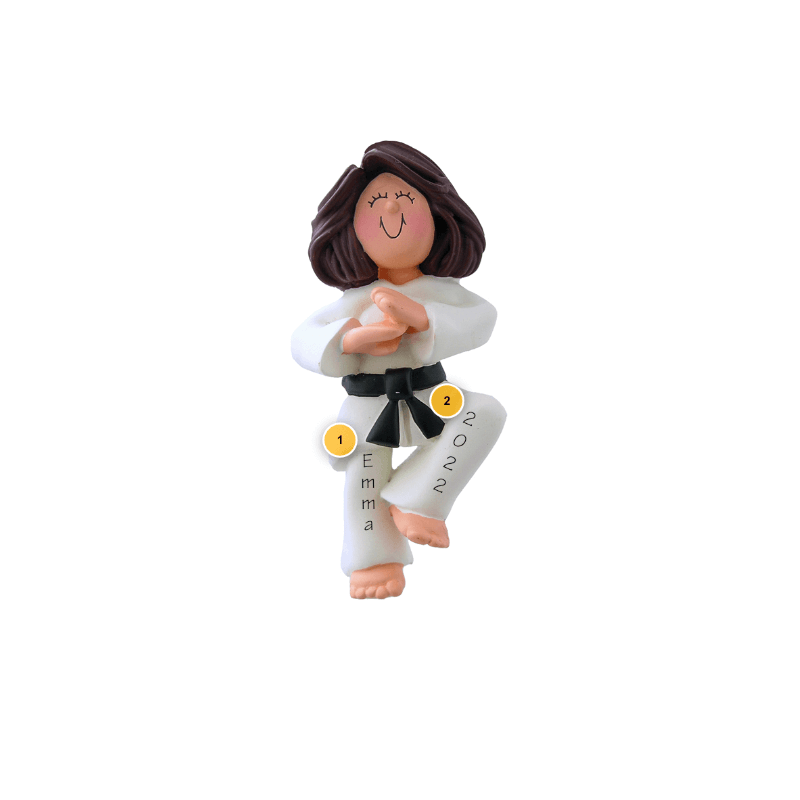 Brunette Female Karate Personalized Ornament