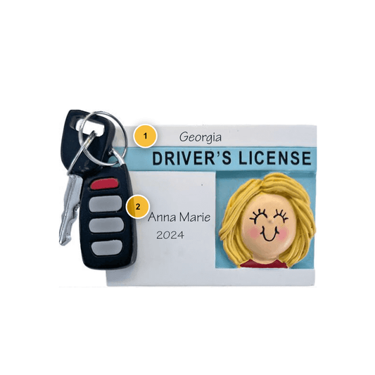 Blonde Female with License Personalized Ornament