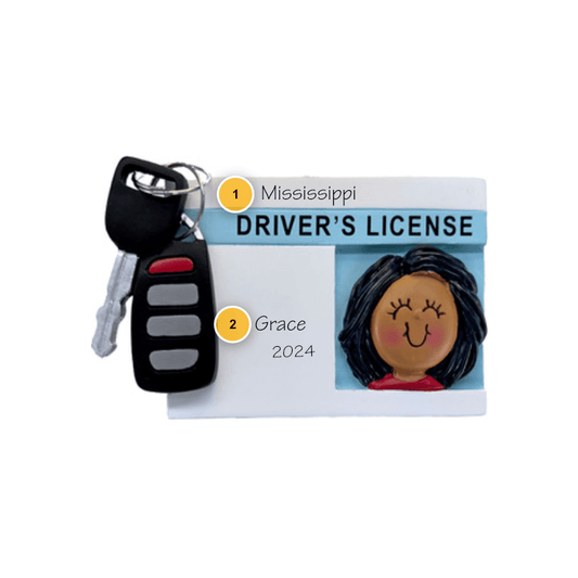 African American Female with License Personalized Ornament
