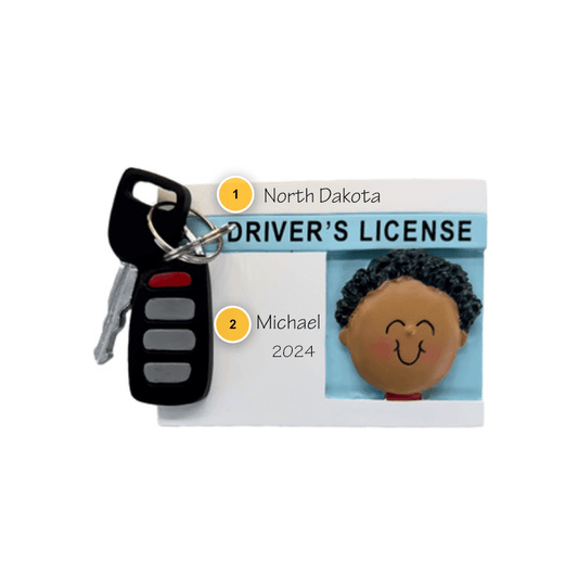 African American Male with License Personalized Ornament