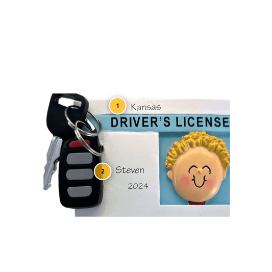 Blonde Male with License Personalized Ornament